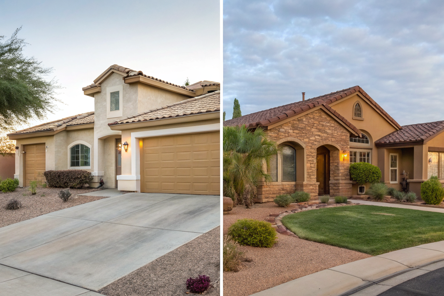 Two Mesa homes showing admitted vs surplus lines insurance tier difference.