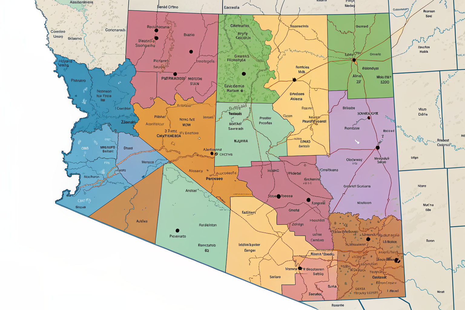 Map of Arizona highlighting cities and ZIP codes for coverage.