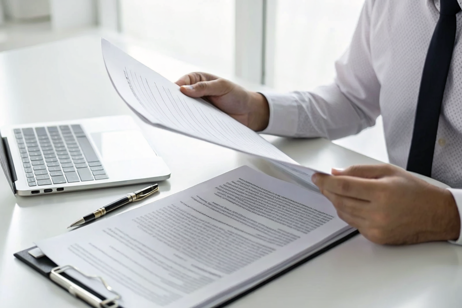 Insurance professional reviewing Arizona STR policy documents.