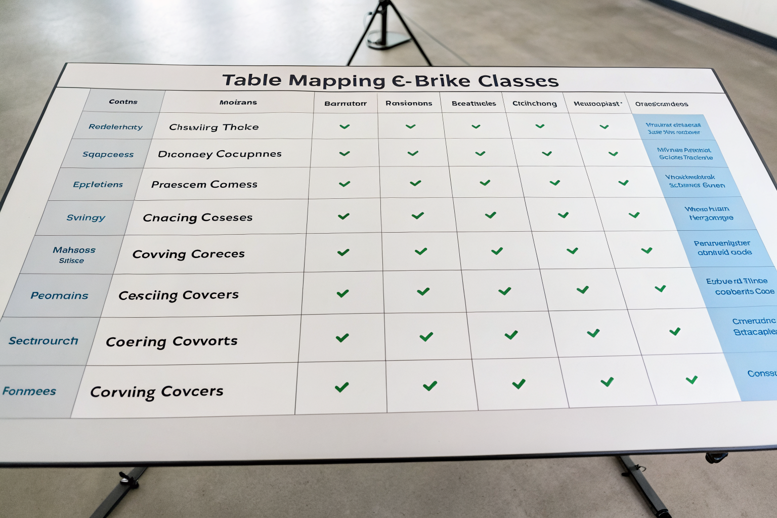Table showing e-bike classes and coverage recommendations.