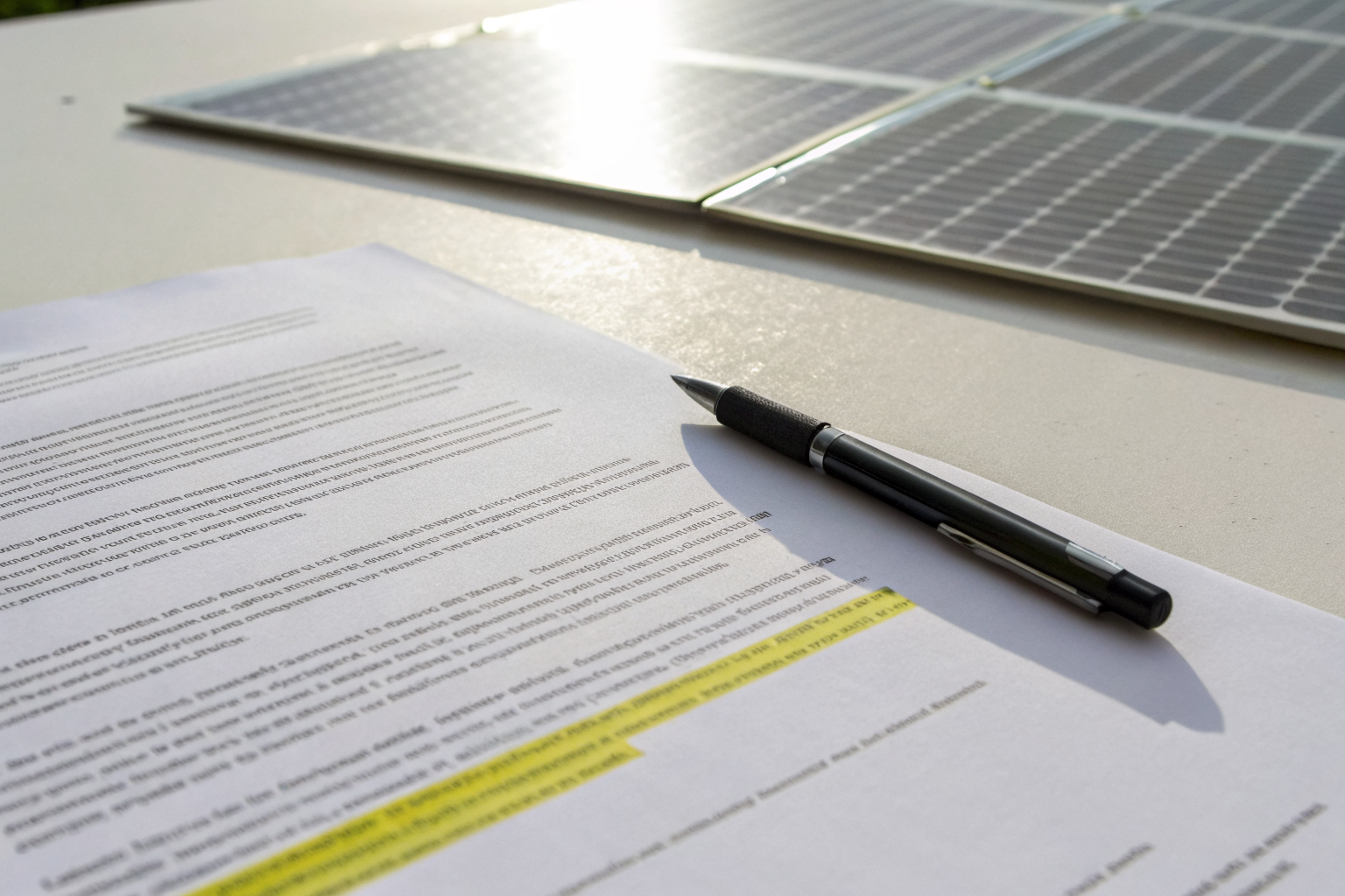Document highlighting disclosure obligation for solar panels.