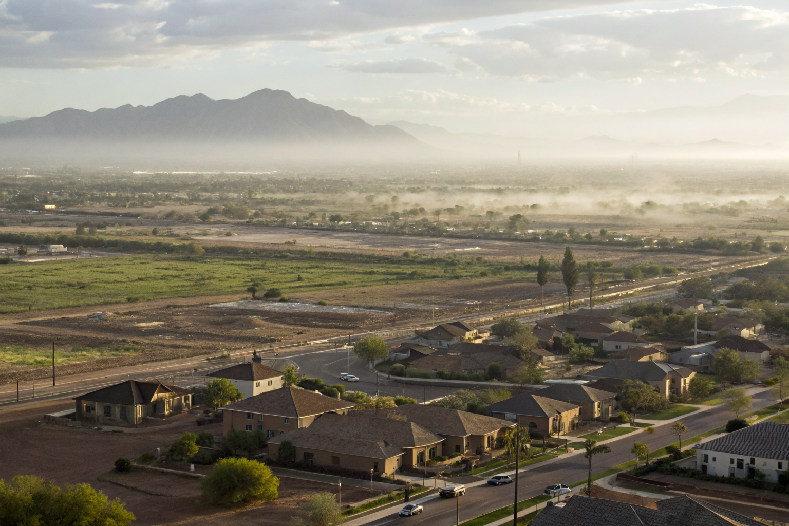 New homes under construction in Queen Creek's rural-fringe area.