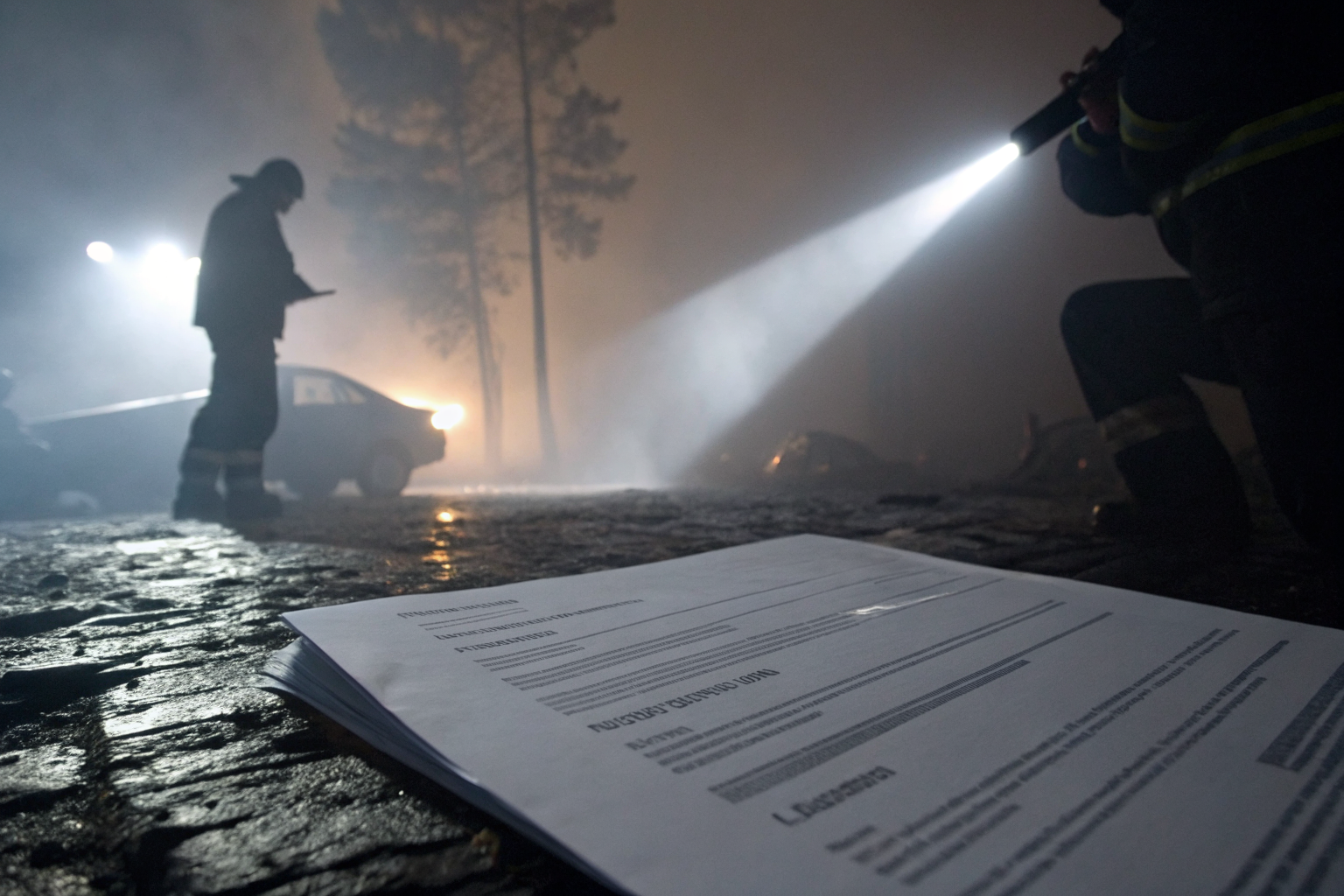 Insurance document with highlighted deductible changes, dramatic lighting.