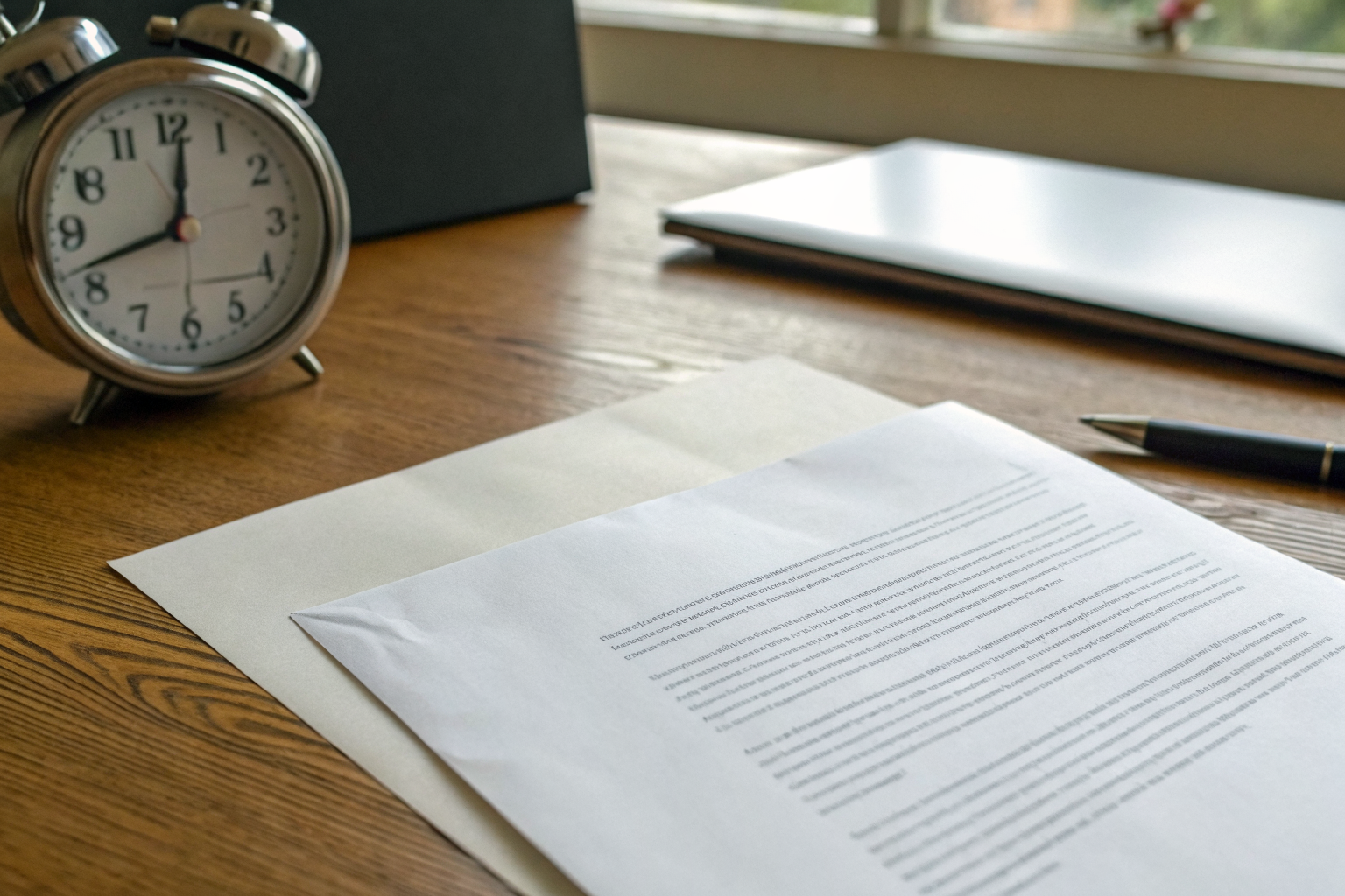DIFI complaint letter with a mail receipt and clock on a desk.