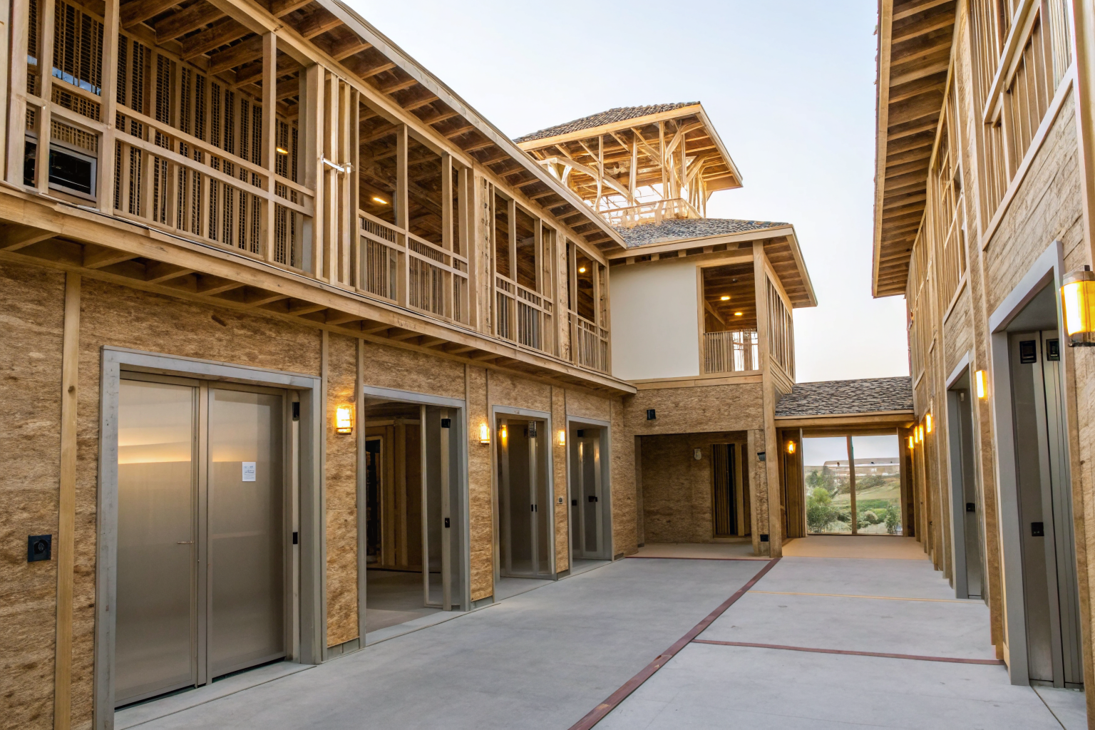 Shared property showing exterior walls, roofs, and hallways.