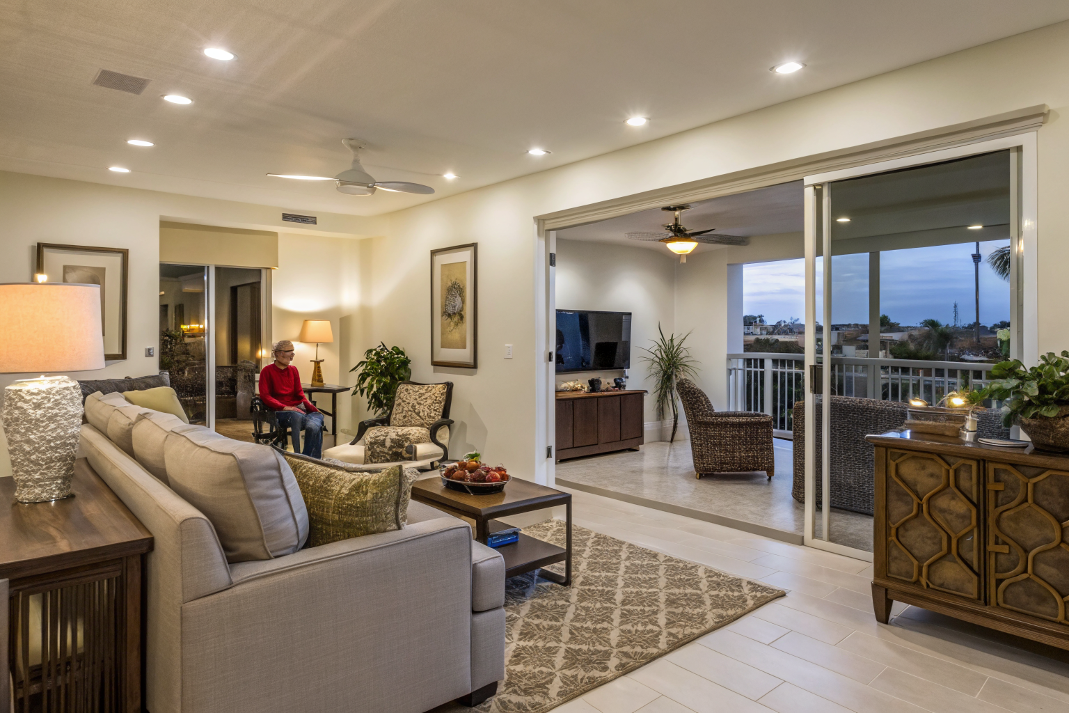 Condo interior with personal items uncovered by HOA policy.