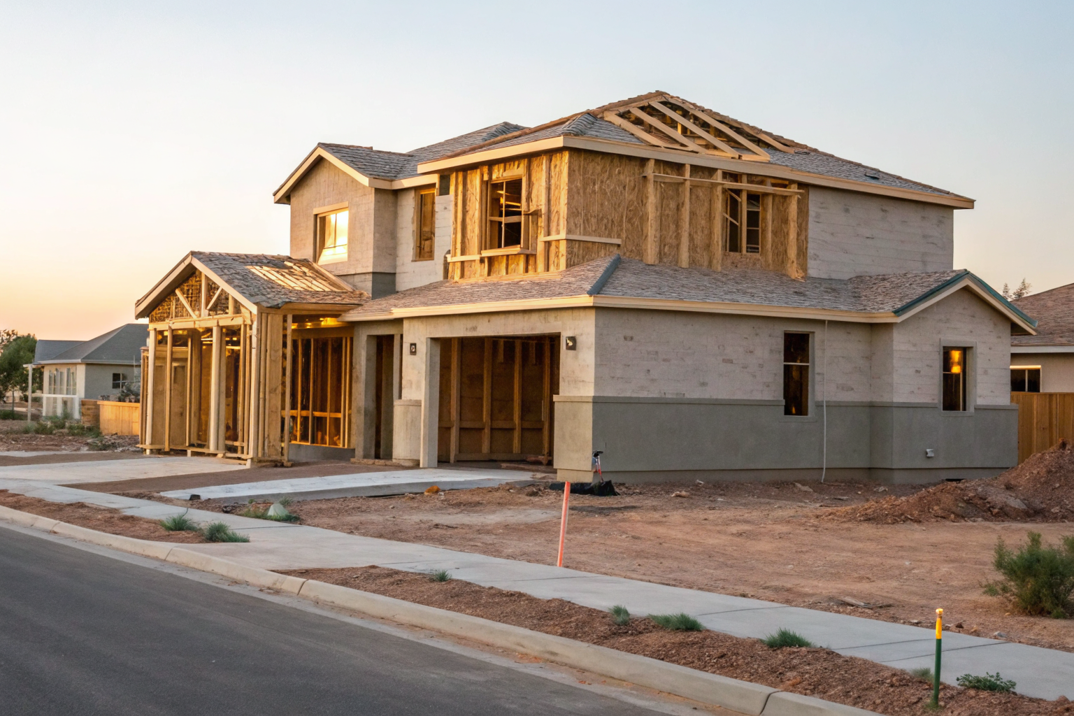 Modern Gilbert home under construction with potential insurance gaps.