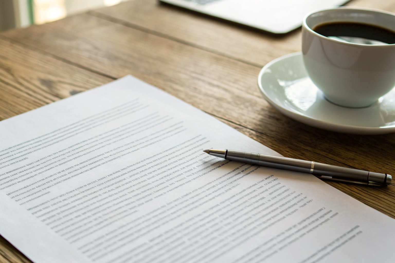 Non-renewal notice letter on table with coffee and pen.