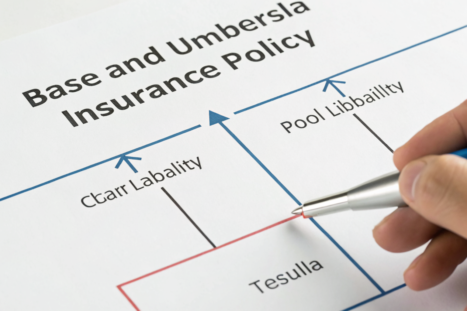Diagram of layered insurance policies showing pool liability coverage gaps.