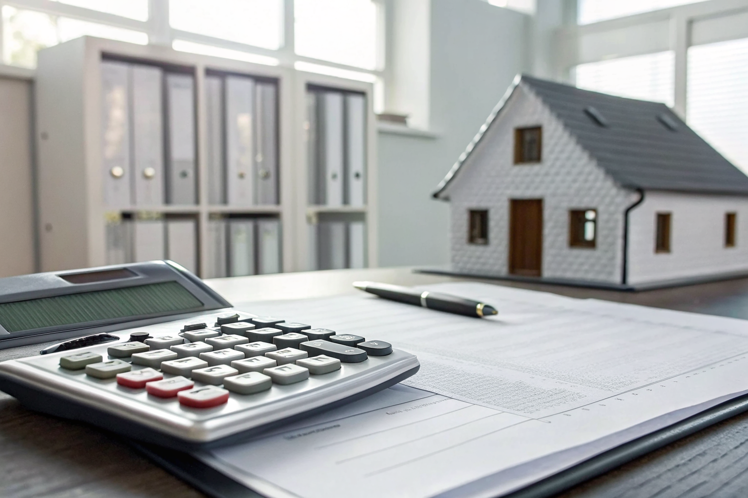 Calculator and paper detailing roof savings calculations.