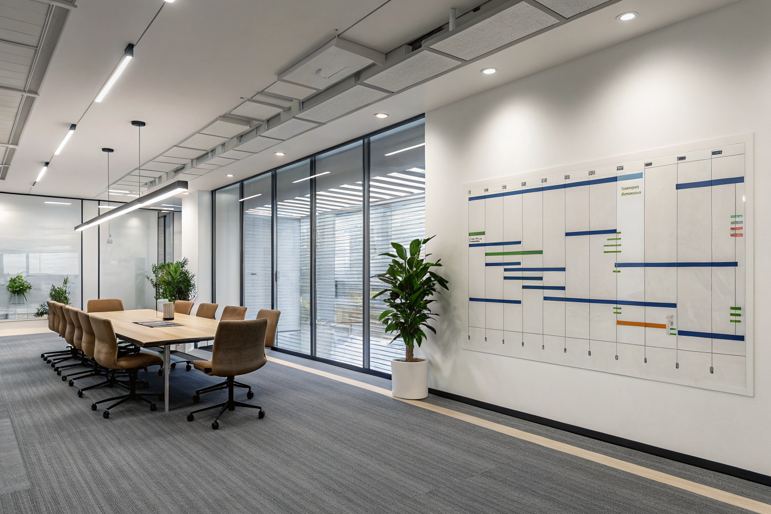 Timeline on wall showing progression from BOP to CPP.