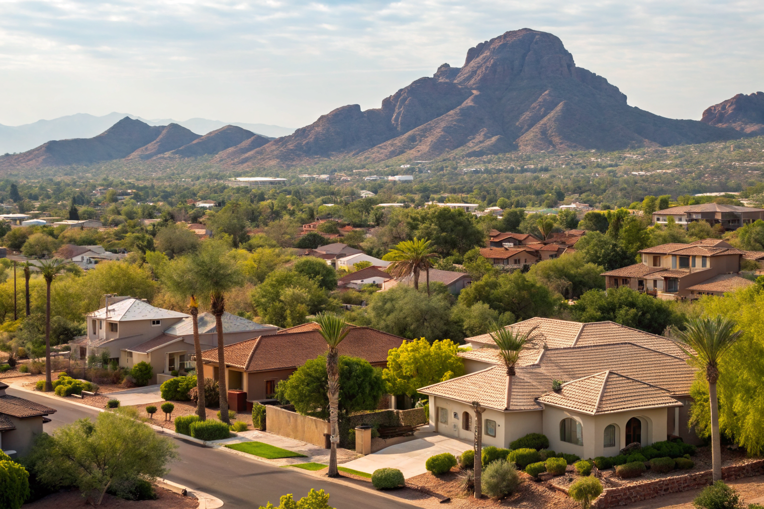 Diverse Arizona suburbs with residential houses and businesses.