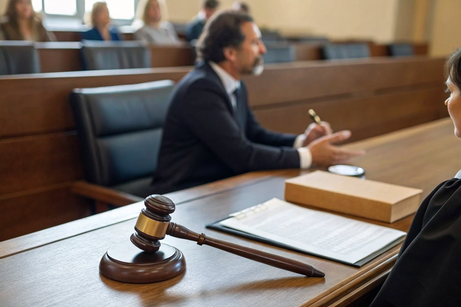 Courtroom scene illustrating pool-related wrongful-death settlements in Arizona.