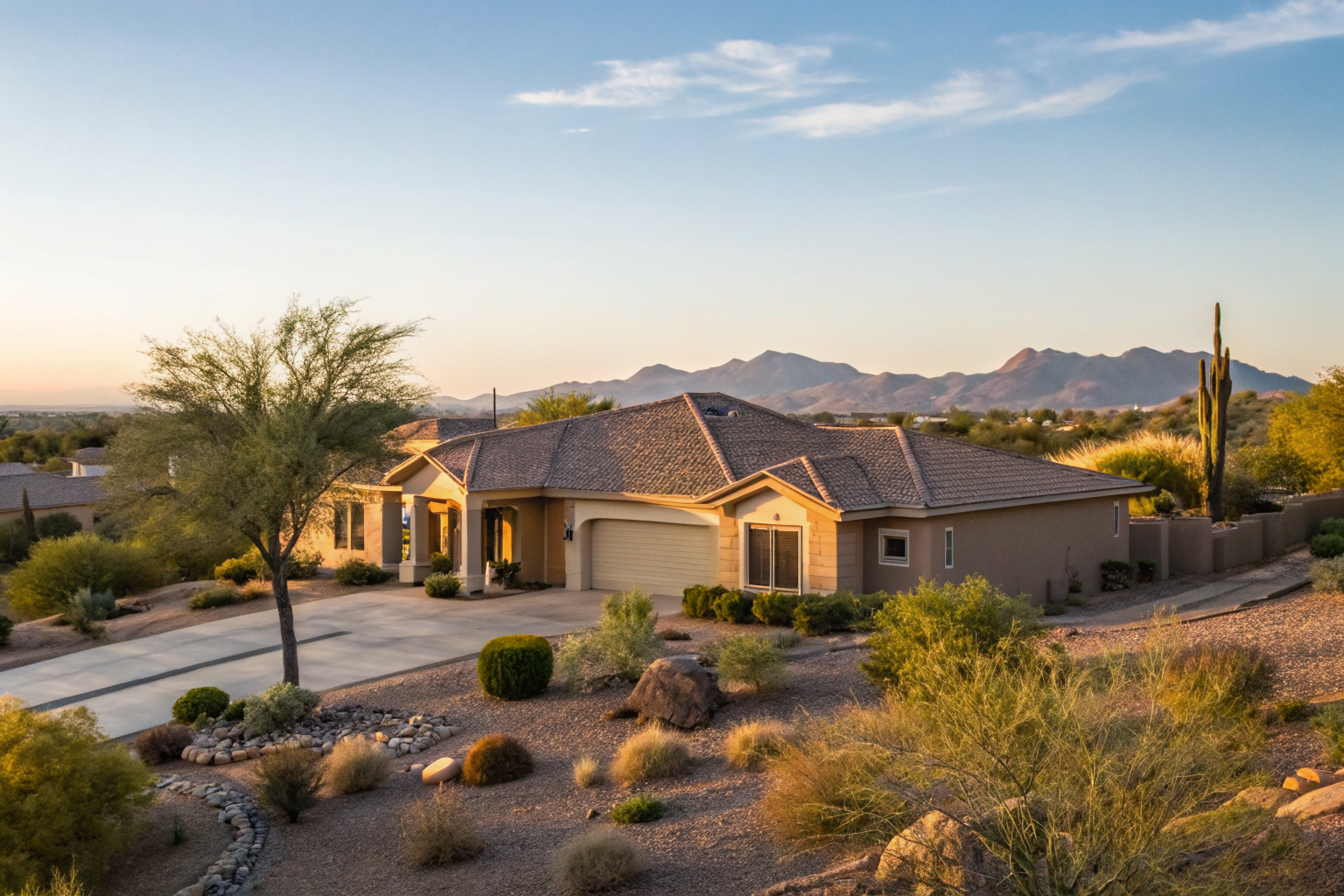 Suburban Arizona home with desert landscape, illustrating standard HO-3 coverage.