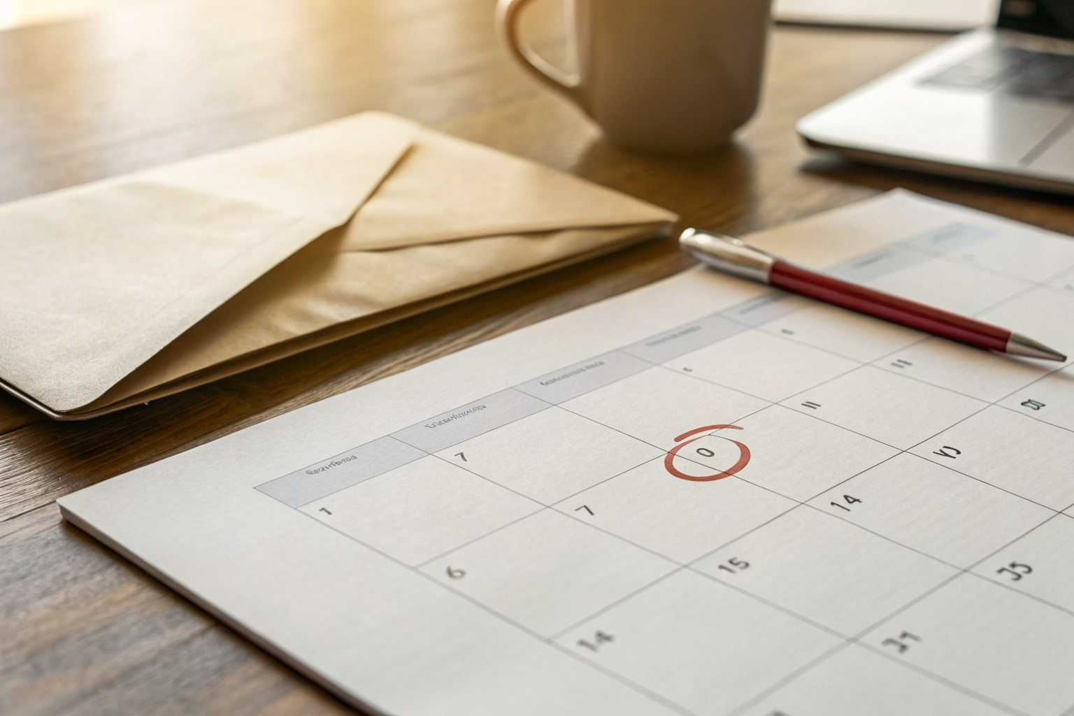 Calendar with circled date, opened letter nearby indicating non-renewal.