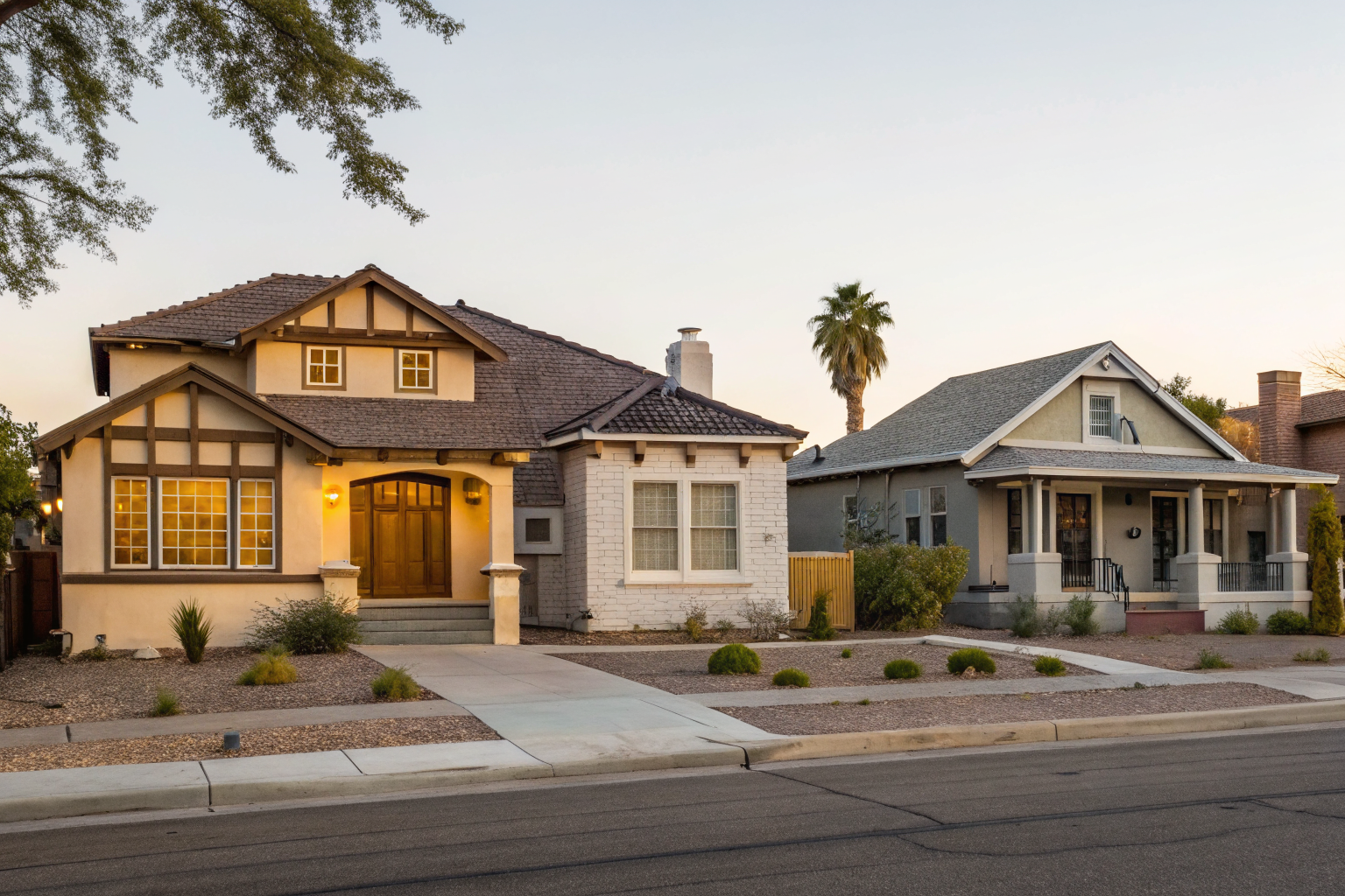 Mesa neighborhood with homes from different eras, showing insurance risk.