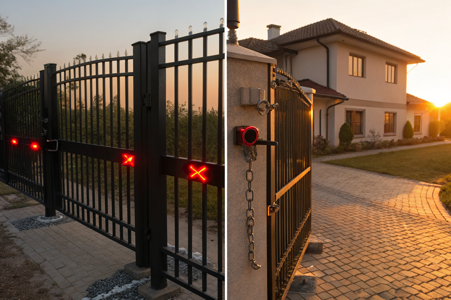 Split-screen showing a locked gate versus a serene home, representing insurance denial in Arizona.