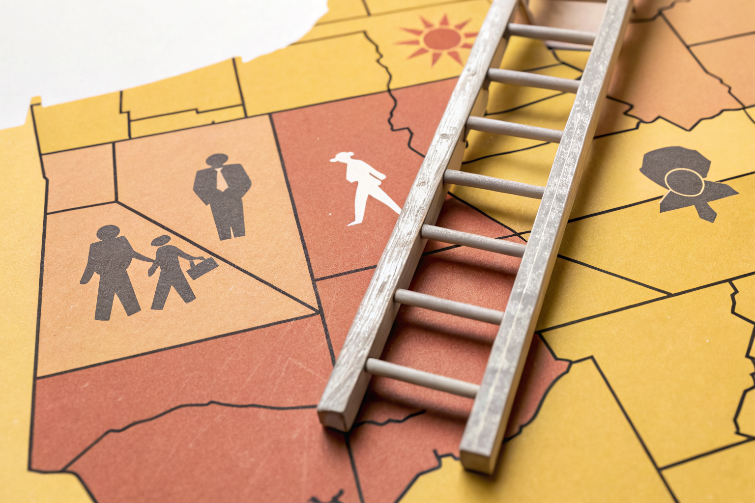 Budget ladder with premium steps and Arizona map, illustrating insurance costs.