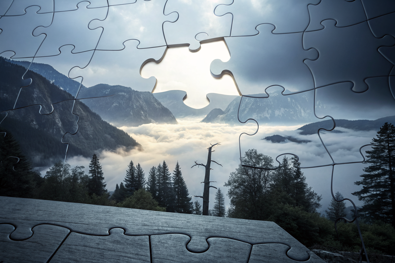 A dramatic puzzle with missing pieces highlighting claim denial conflict.