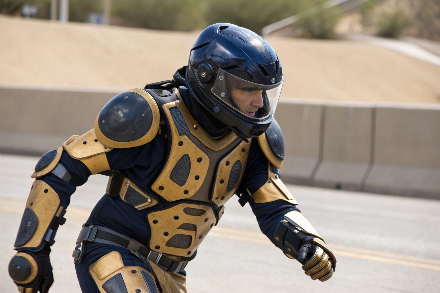 Armor suit representing full motorcycle coverage including collision and comprehensive elements.