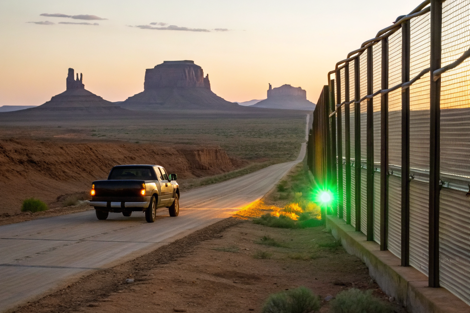 Barrier with sensor light indicating hit-and-run coverage conditions in Arizona.