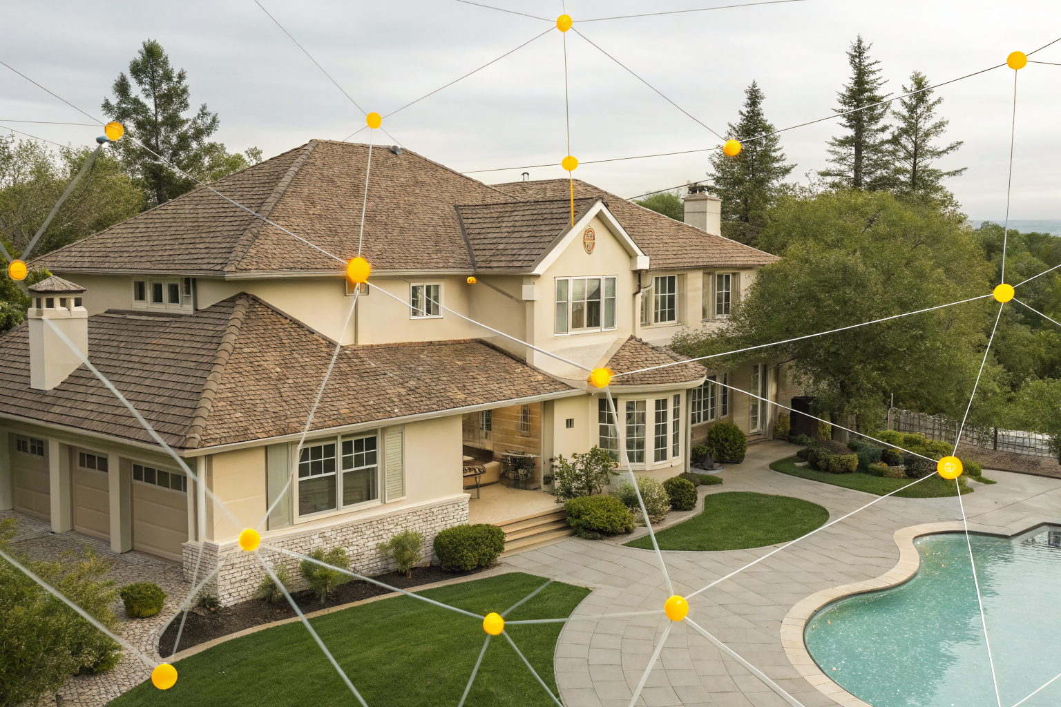 Diagram of homeowners insurance policy for pools, highlighting Coverages E and F.