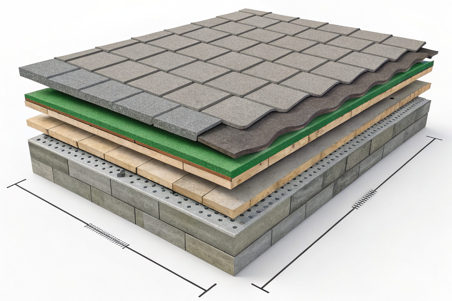 Lifespan comparison chart for tile vs underlayment with metrics.