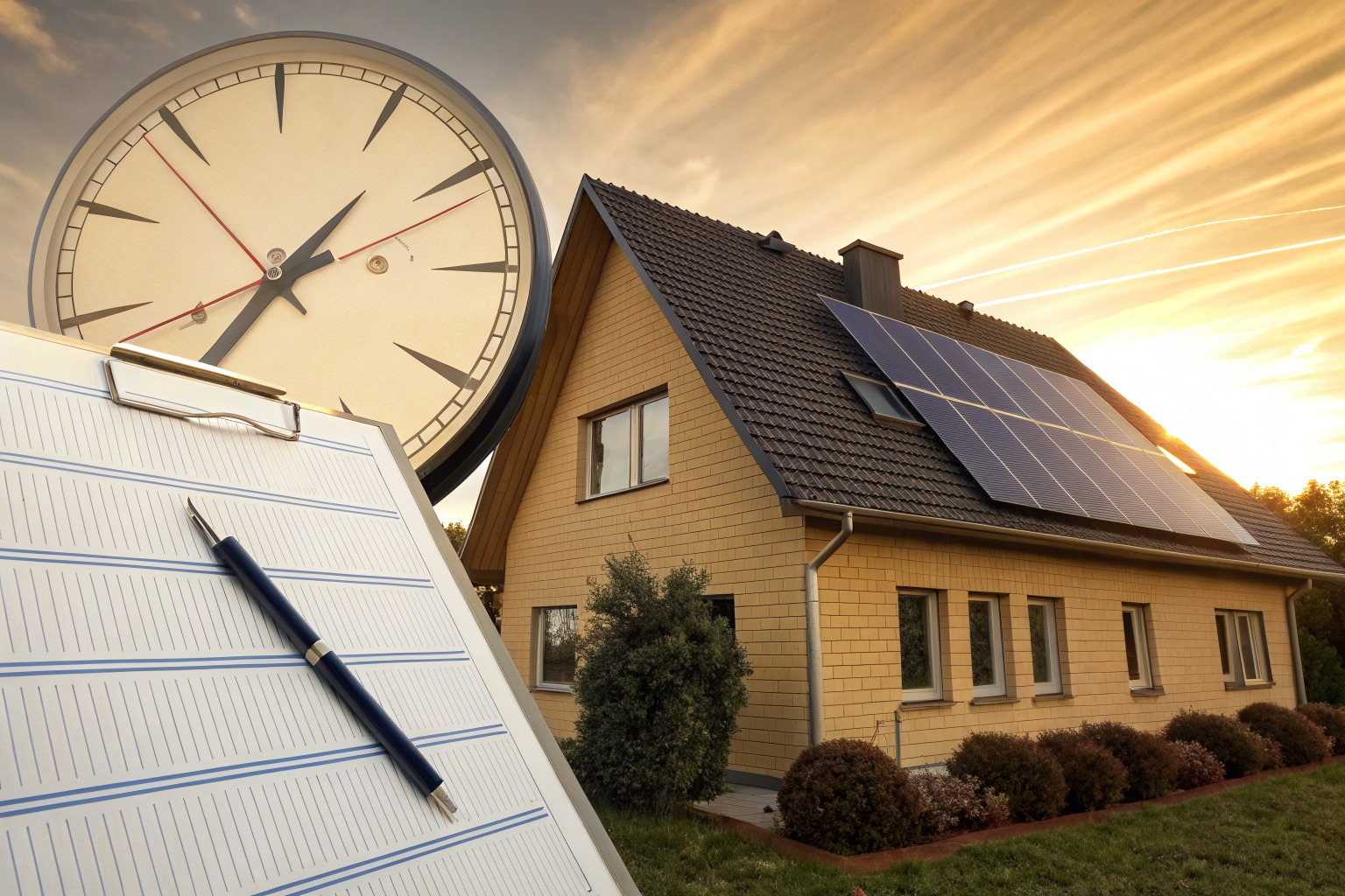 Checklist and clock showing urgency in insurance disclosures for home renovations.