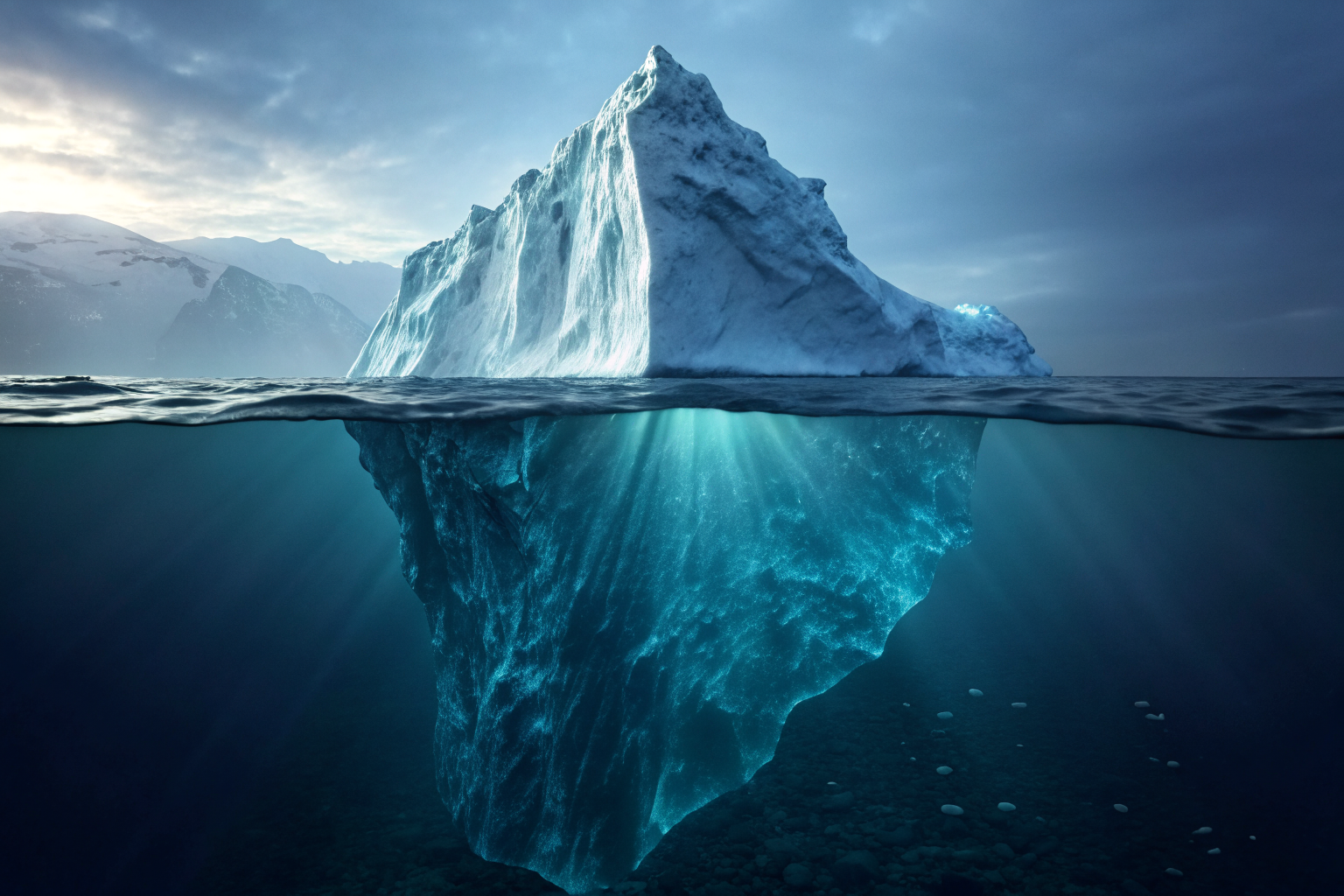 Iceberg metaphor highlighting underwriting and policy denial risks.