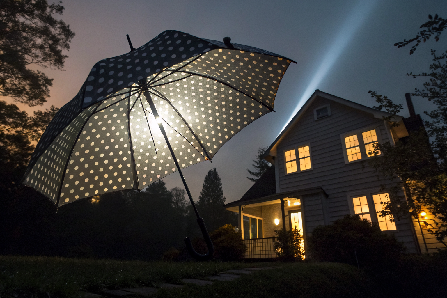 Illustration of an umbrella with holes symbolizing insurance coverage complexities.