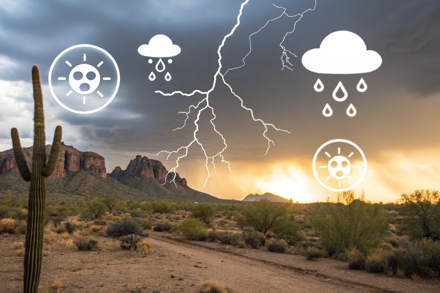 Weather icons with scales show deductible triggers in Arizona.