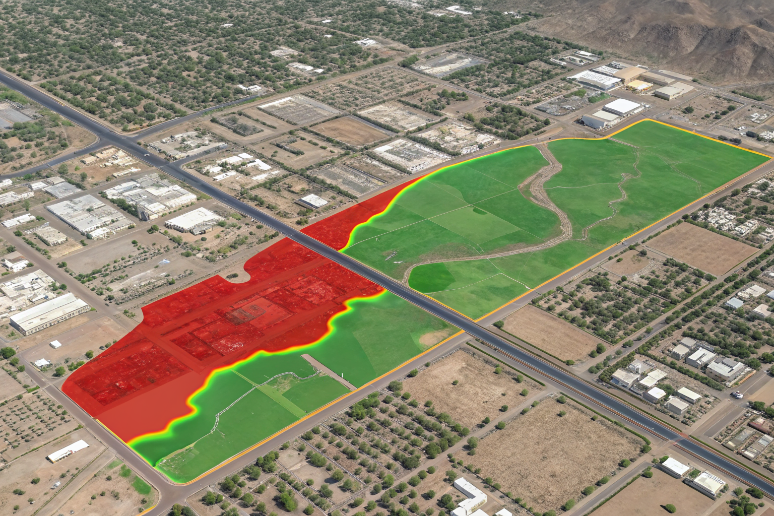 Isometric map showing Zone AE vs. Zone X flood risks in Phoenix.
