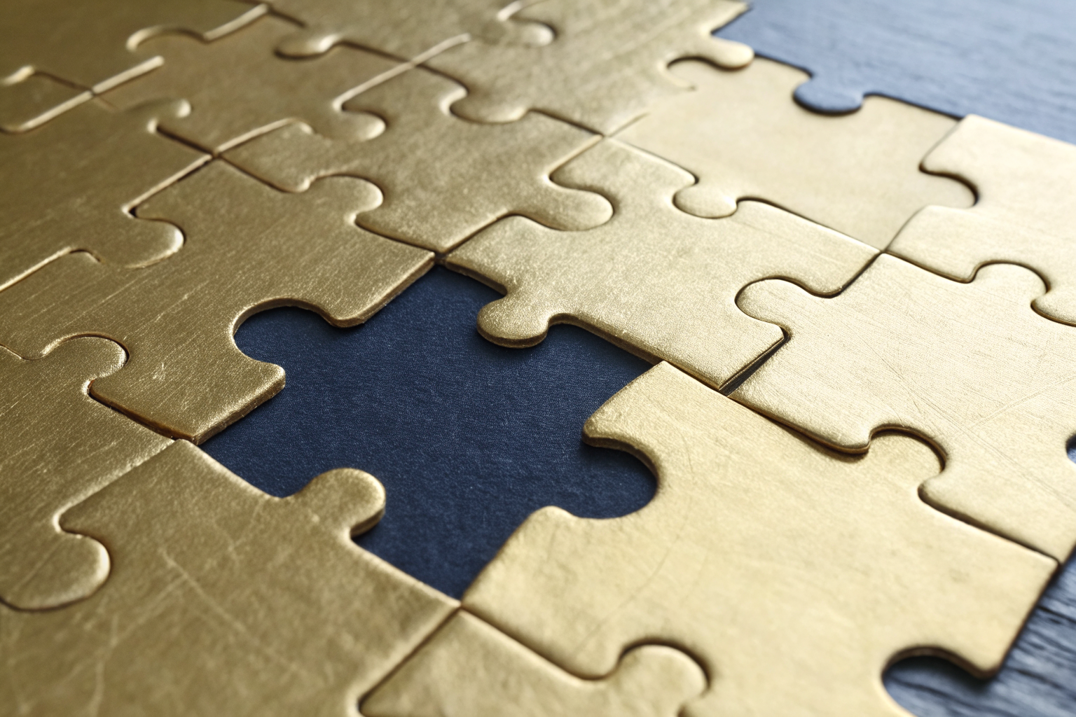 Jigsaw puzzle with missing pieces labeled 'DP-3', 'STR endorsement', and 'coverage gaps'.