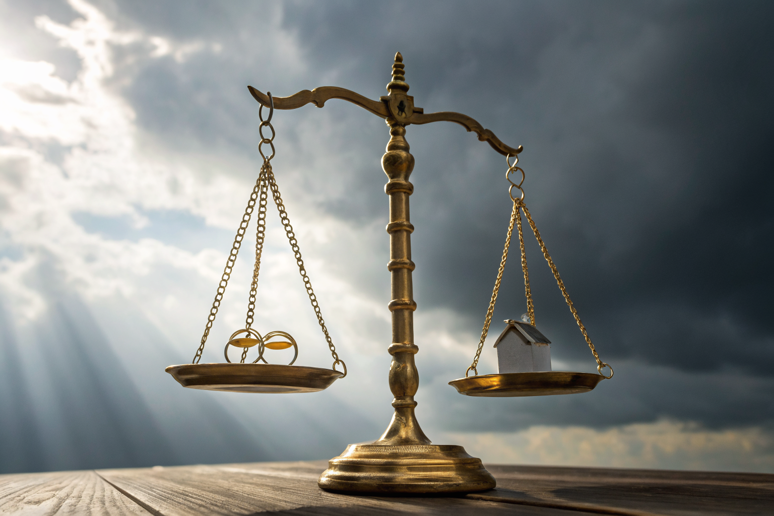 Scales balancing marriage and property changes against insurance documents.