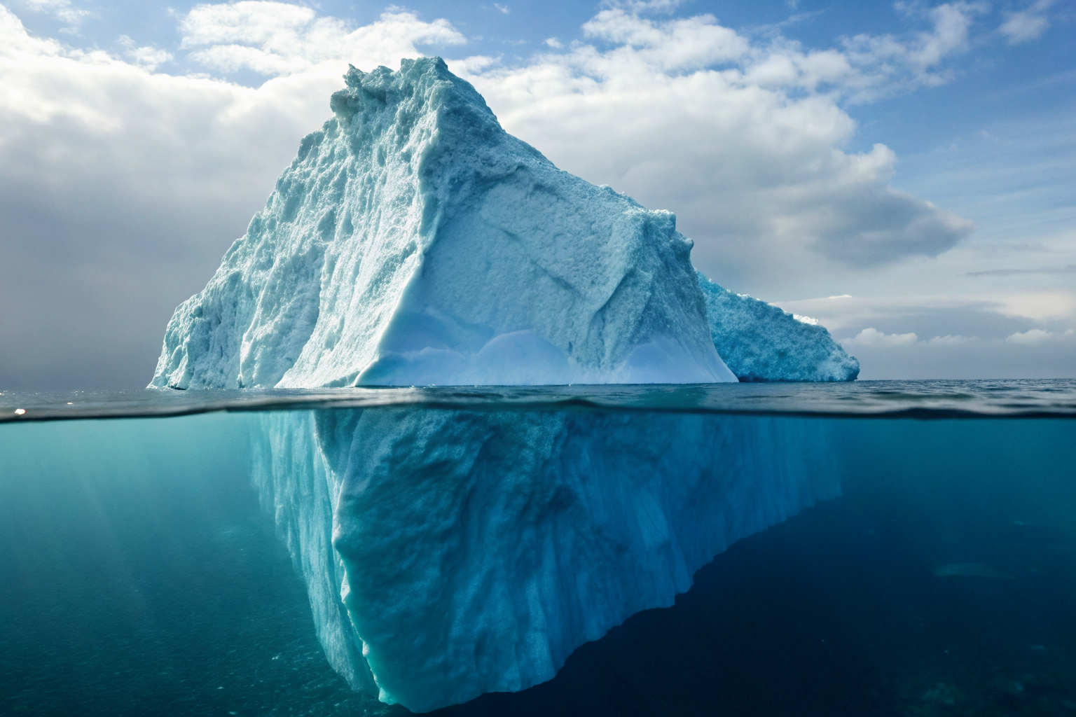 Iceberg illustration showing hidden financial gaps under crash scenarios.