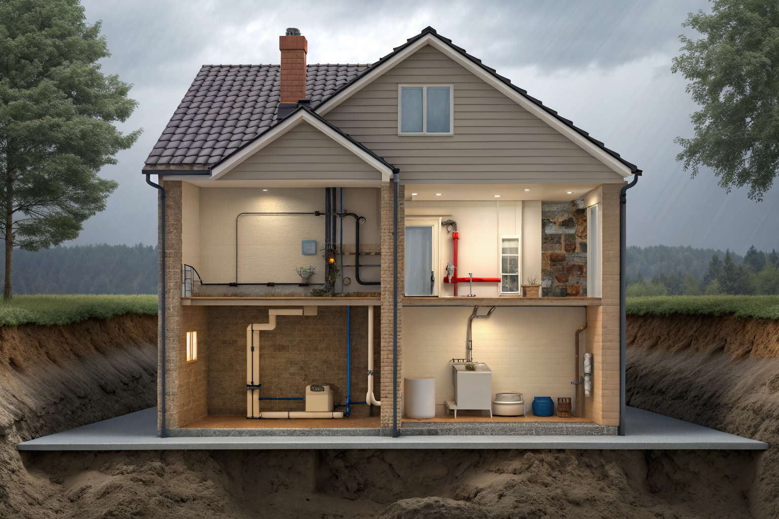 House cross-section illustrating inside vs outside water origins.