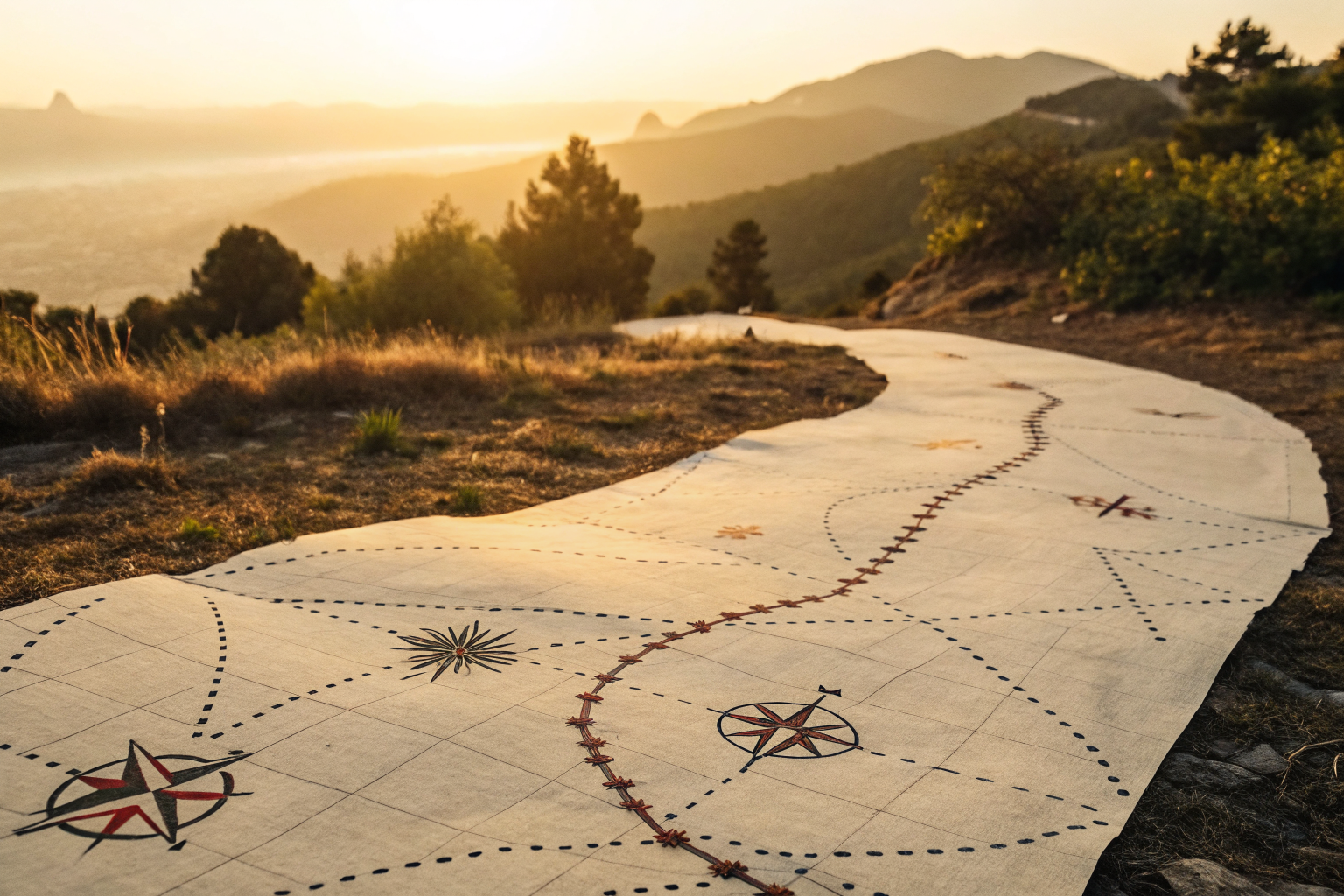 A roadmap with compass symbols leading to an insurance policy, illustrating the path after coverage denial.