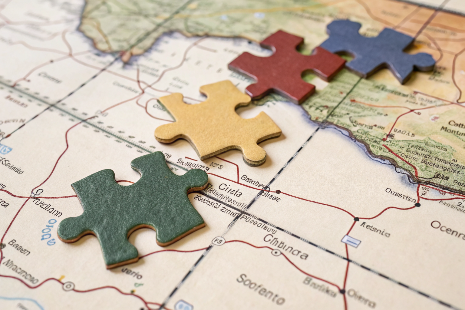 Puzzle pieces fit and misfit over an Arizona map, symbolizing UMPD coverage scenarios.